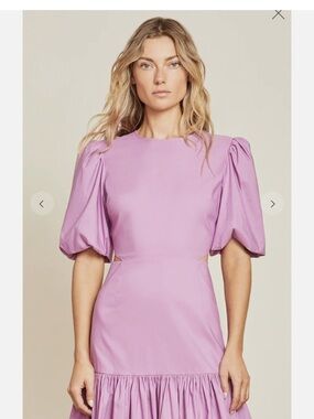 Veronica Beard Iker Lavender Midi Dress with Puff Sleeves and cutouts - size 12